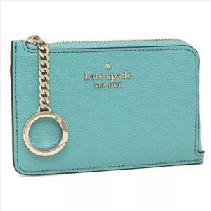 Kate Spade Darcy Medium L Zip Card Holder Wallet stone blue teal